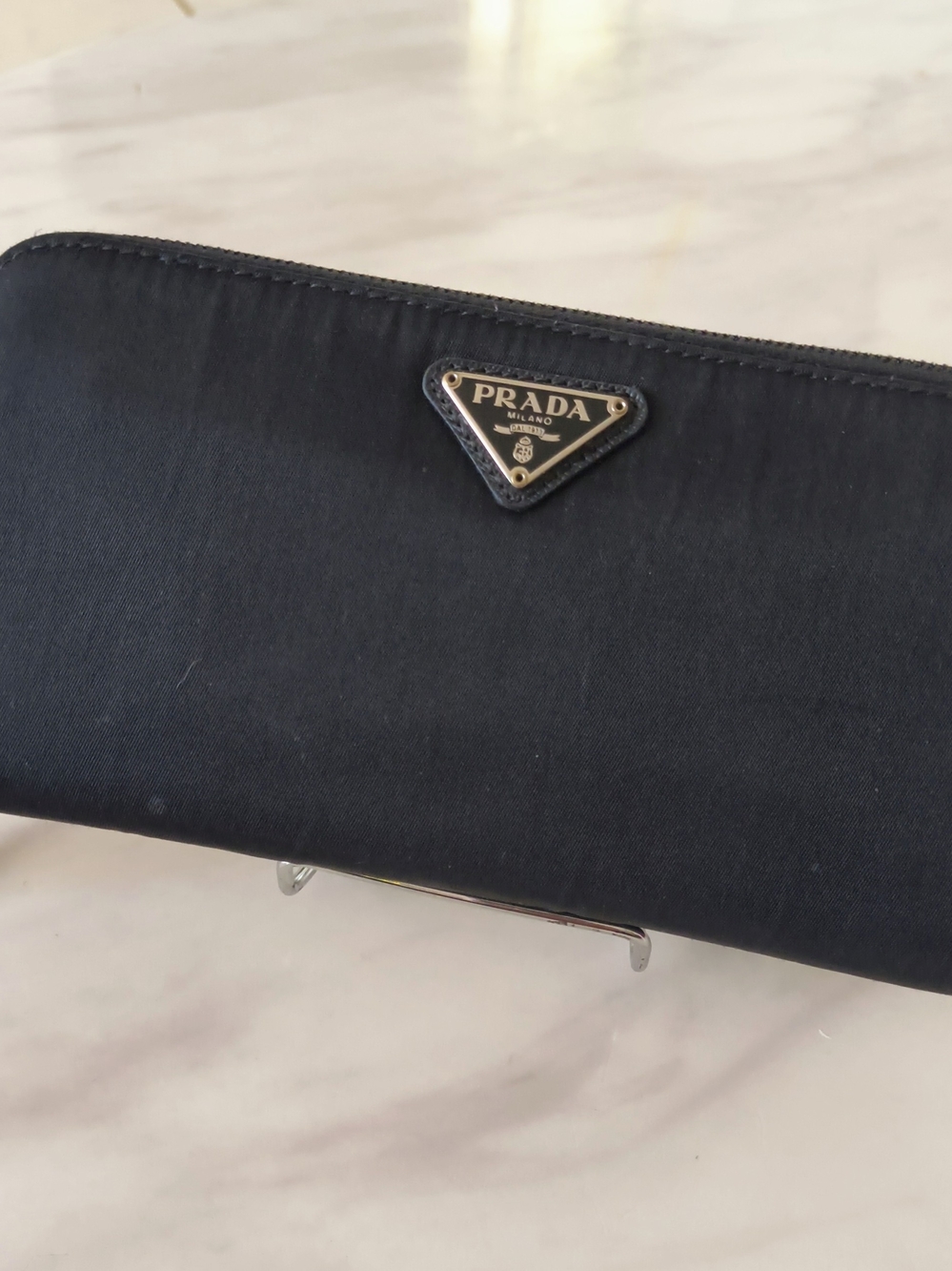 Prada Tessuto Black Nylon & Leather Long Zippy Zip Around Clutch Wallet